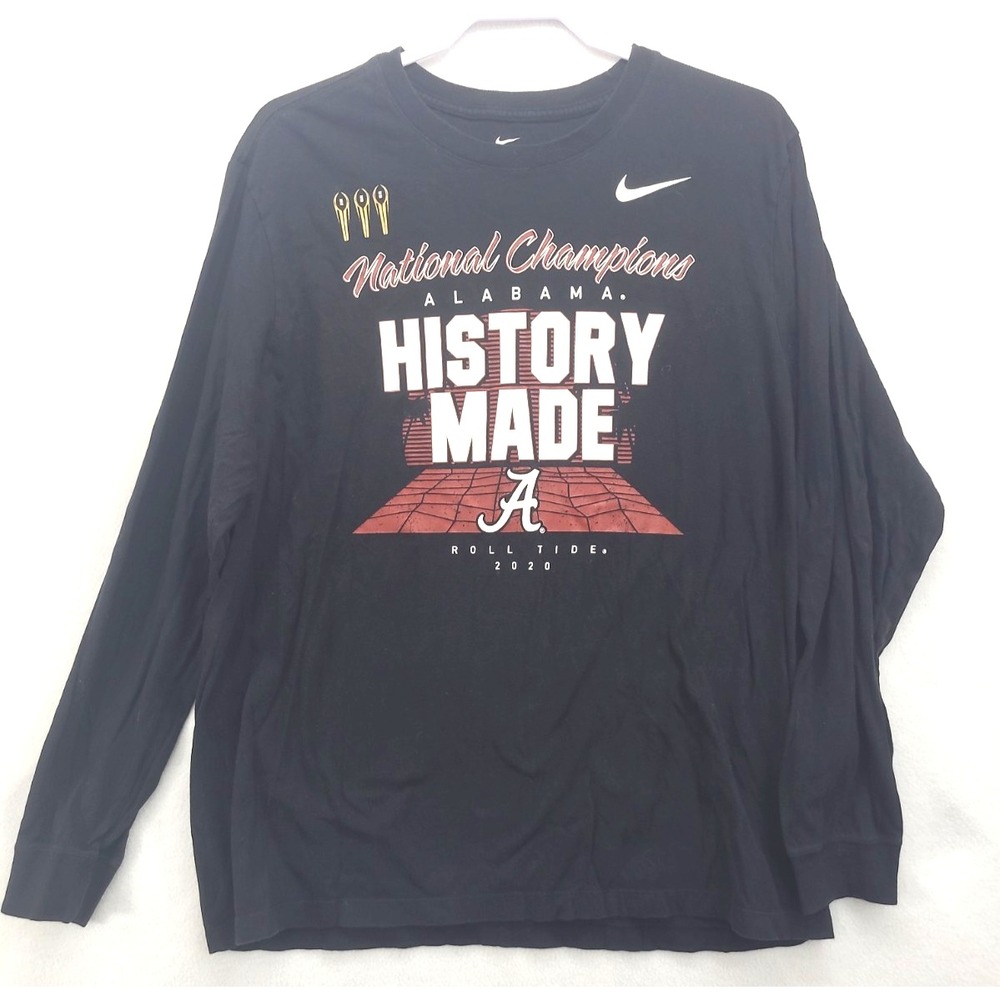 Nike University of Alabama Football 2020 National Champions Shirt Adult XL Black